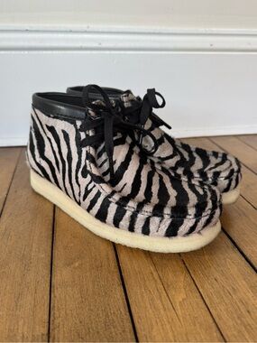 Clarks Wallabee Boots Black and White Zebra Calf hair 7